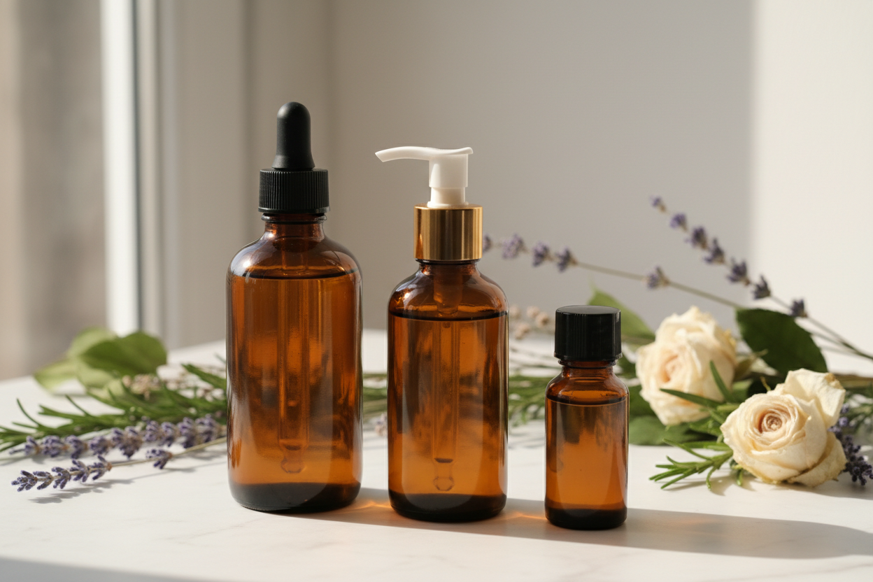 amber bottles skincare